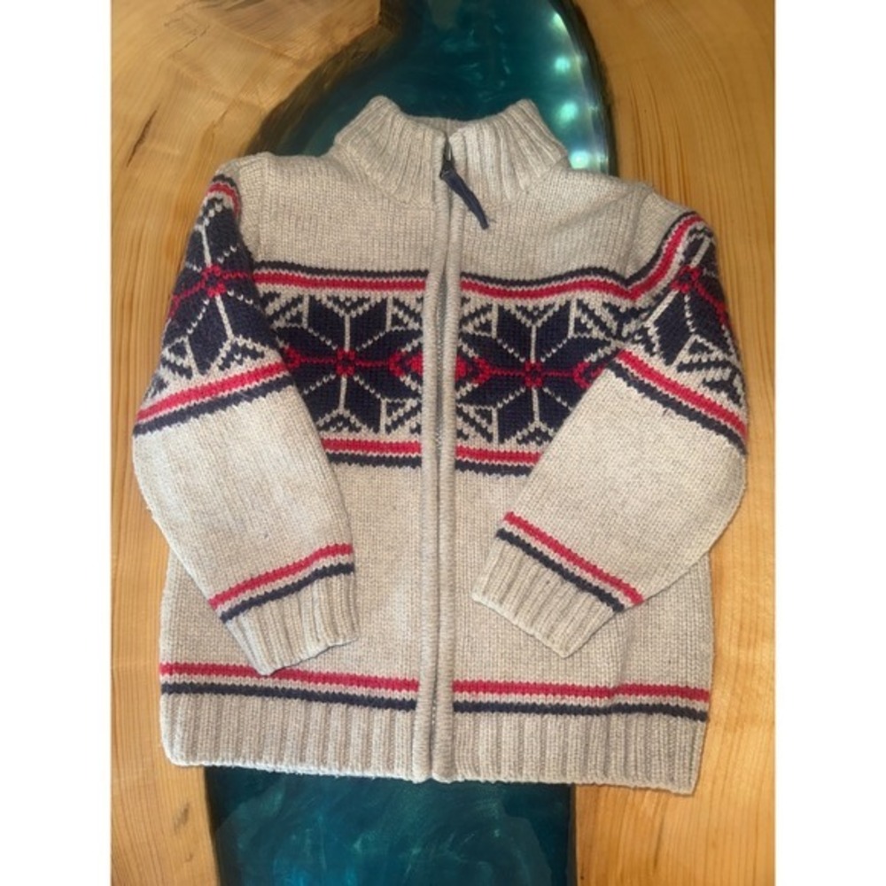 Hanna Andersson Kids Fair‎ Isle Zip Up Cotton/Wool Blend